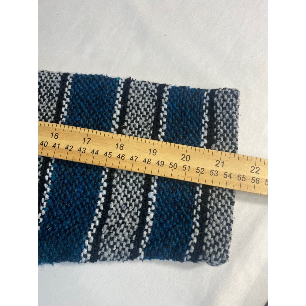 Franks Textiles Baja Hoodie Mens Large Blue Grey Striped Pullover Made in Mexico - Picture 6 of 8